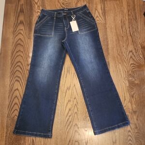 NWT Flamingals Wide Leg Jeans Dark Wash Front Pockets And Back Flap Pockets LRG